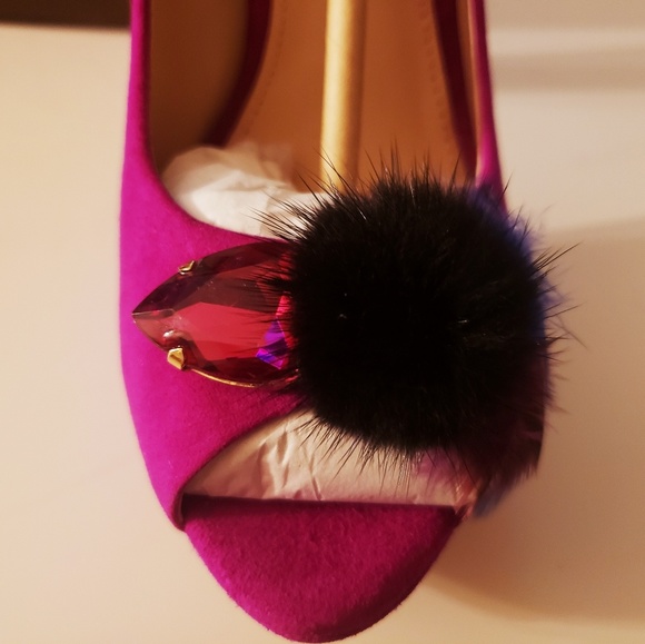 7.5M Enzo Angiolini Fuschia peep toe pumps - Picture 4 of 8